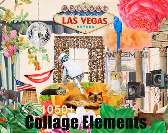 1050+ Collage Elements Creator HQ Printable Cliparts Flowers Textures Statues Botanicals  Surreal Graphic Design Bundle Digital Download