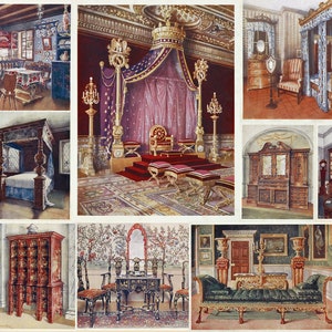 Más de 90 pinturas imprimibles de alta calidad sobre muebles decorativos de Edwin Foley, diseño francés británico, muebles antiguos para el hogar, descarga digital