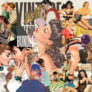 VERKOOP! Vintage collagebundel 400+ Cliparts, png, vintage, scrapbooking, auto's, melkwegstelsel, mensen, grafische bundel, vintage collage, doe-het-zelf, Amerikaans
