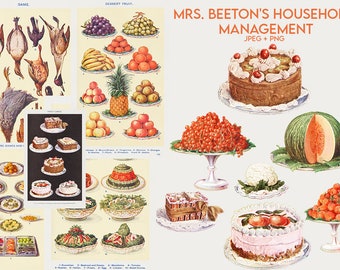 Mrs. Beeton's Household Management. PNG Clipart. JPEG. Illustrations. Artwork. Book. Printable. Digital Collage. DIY Crafts. Commercial use
