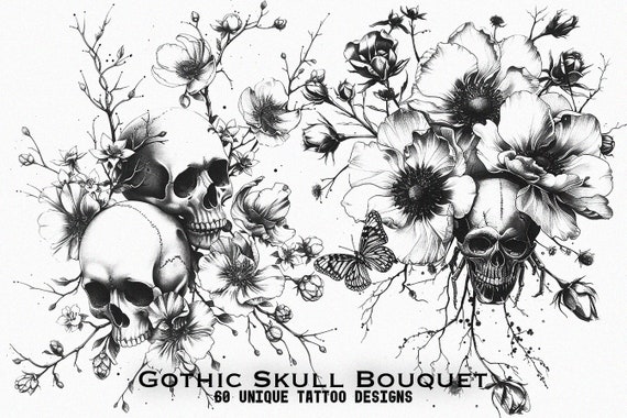 【新品】INK / Gothic Skull Tattoo タトゥー デザイン Skull gothic tattoo stencils: Tattoo design: Cabello, Josu