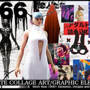 Plus de 1900 éléments artistiques de collage ultimes. Conception graphique, Bundle, Méga pack, PNG, Découpes, PSD