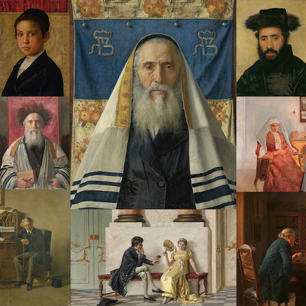 Isidor Kaufmann Rare HQ Printable Paintings Jewish Rabbi with Tallit Figurative Portraits Young Orthodox Hasidic life 1918 Digital Download