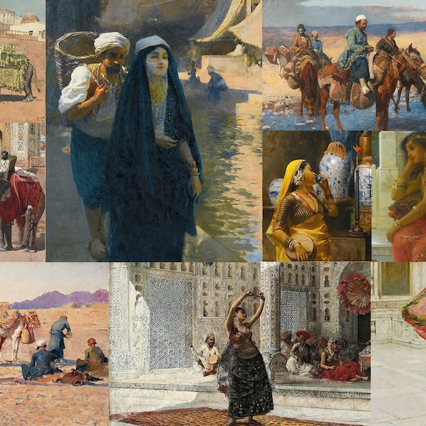 40+ Edwin Lord Weeks HQ Printable Oil Paintings Oriental Women Morocco Egypt Persian Culture Landscape Camels Pyramids Digital Download