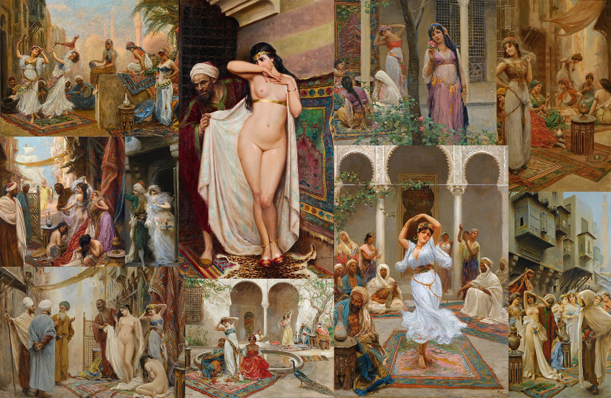 イスラム　ヌード ファビオ・ファビの油絵 ヌード女性 19世紀 アラビアの街 イスラムのベリーダンサー デジタルダウンロード HQ - Etsy 日本