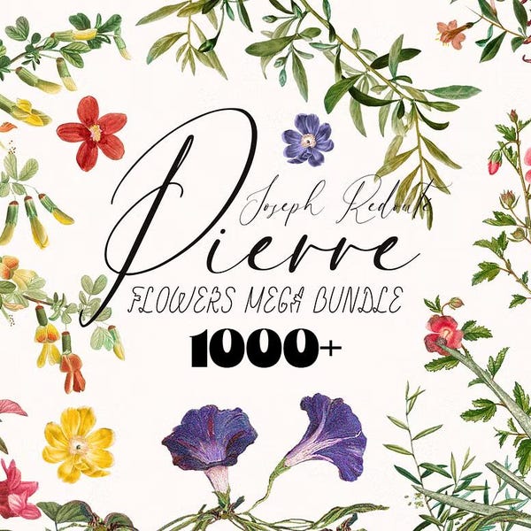 1000+ Pierre-Joseph Redoute Flowers, Clipart, PNG, Printable, Wall Art, Vintage Collage Art Elements, Watercolor Roses, Wedding Flowers,