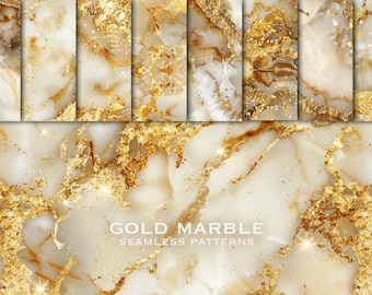 Gold Marble Seamless Patterns Digital Paper seamless marble textures Glitter Card Scrapbook Junk Journal Paper Collage Crafts Commercial Use
