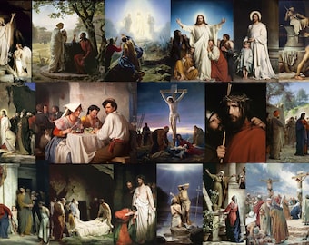 Paquete de más de 150 pinturas al óleo vintage originales de Carl Bloch para imprimir, impresiones artísticas de pared con temas religiosos, cristianos, de Jesús y de la fe bíblica, para uso comercial.