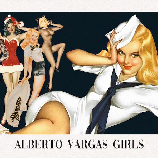 Varga Girls Part2. 28 Clipart Vintage Illustrations, Pinup, Retro, Playboy. PNG, Sexy Lingerie, Printable, Digital Download, Alberto Vargas