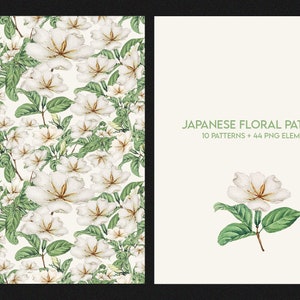 Japanische Blumenmuster,Megata Morikaga,Jasmin,Orientalisch,Sakura,Muster,Bambus,Sarusubi Blüten, Sakura,Digitaler Download,PNG,EPS