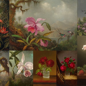 40+ Martin Johnson Heade HQ Printable Paintings Orchids Hummingbirds Magnolias Landscape Flowers Blossoms Passionflowers Digital Download