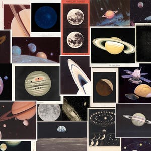 Más de 440 fondos de papel vintage con motivos galácticos, collages espaciales, collages de papel, astronomía celestial antigua, papel para álbumes de recortes, carteles vintage