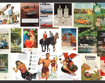 Más de 200 anuncios americanos vintage imprimibles retro efímera carteles ilustraciones papel artesanal collage arte publicidad basura diario descarga digital