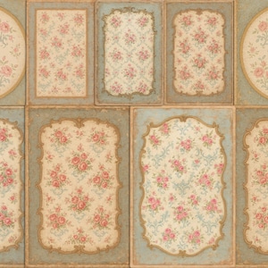 Papel envelhecido Shabby Chic, rosas da era vitoriana, molduras artesanais de casas de fazenda francesas, estampa floral, lençóis, scrapbooking de diário de sucata