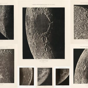 Atlas van de maan door Charles le Morvan, HQ Prints. Systematische fotografische kaart van de maan, afdrukken maankaart, 22 maart 1899, gedrukt 1914