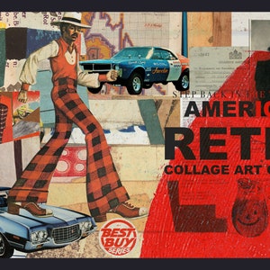 70% di sconto su oltre 600 creatori di collage retrò americani. Clipart PNG Elementi di design grafico vintage Scrapbooking Canva Carta strappata Auto d'epoca Fungo