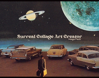 Surreal Collage Art Creator 1000+ Elements Psd Artworks PNG Cut Outs Retro Vintage Mega Pack