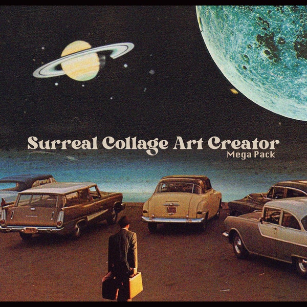 Surreal Collage Art Creator 1000+ elementi Psd Opere PNG Ritagli Retro Vintage Mega Pack