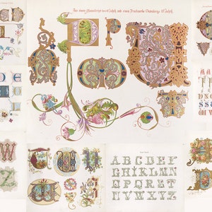 39 Bernhard Dondorf&#39;s Alphabete HQ Printable Vintage Illustrations Posters Victorian Letters Typography Calligraphy Digital Download