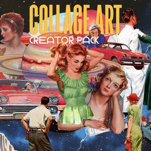VERKOOP! Collage Art Creator Pack, 370+ clipart, png, scrapbooking, auto's, melkwegstelsel, mensen, grafische bundel, collage, doe-het-zelf knutselen