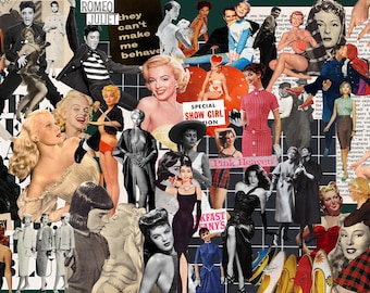 300+ Old Hollywood Collage Creator, Ephemera Kit, Collaging, Scrapbooking, Junk Journal, Art Deco, Retro Fashion, Theater, Commercial Use