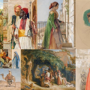 70+ John Frederick Lewis HQ Printable Paintings Arabian Interior African Greek Roman Turkish Harem Middle Eastren Women Digital Download