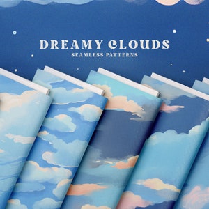 Dreamy Clouds - Seamless Patterns, Watercolor, Perfect Repeat, Fabirc Design, Printable Patterns