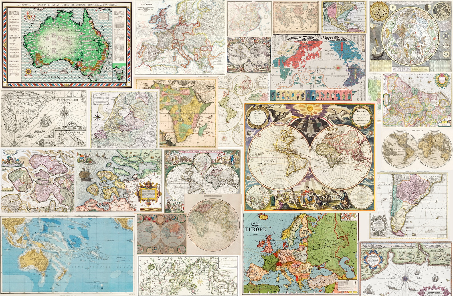 100+ Vintage Maps 17th 18th Century Atlas Illustration Science Globe ...
