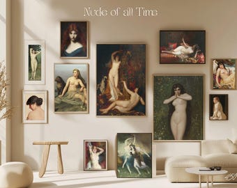 Desnudos de todos los tiempos: más de 450 pinturas al óleo antiguas, paquete de arte mural de la exposición, galería del museo, impresiones imprimibles, mitología griega, mujeres desnudas,
