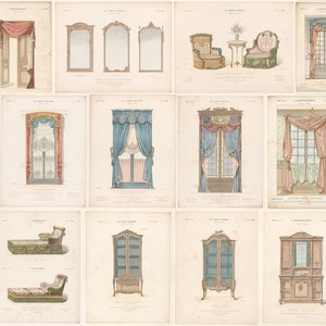 300+ Victorian Decor Lithographs HQ Printable Illustrations Furniture Home Interior Design Art Nouveau Digital Download