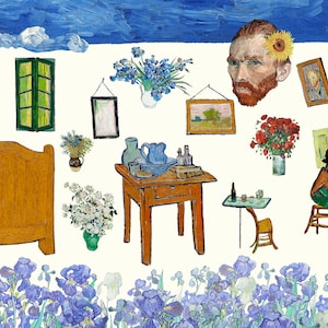 Más de 100 Van Gogh Cliparts HQ Imprimible PNG Pinturas Collage Arte Paisaje Flores Junk Journal Craft Kit Uso Comercial Descarga Digital