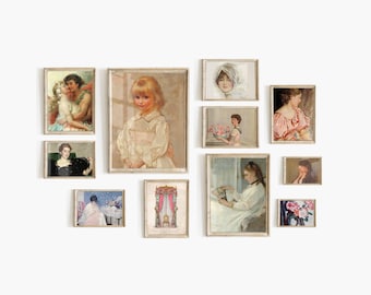 250 Coquette Vintage Wall Art Gallery, Printable wall art, Oil paintings Feminine Soft Girl Aesthetic, Eclectic Gallery Wall Set Cottagecore
