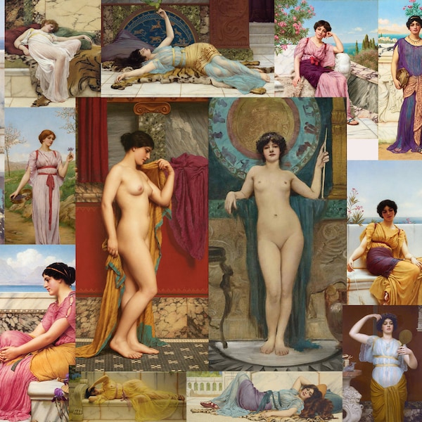 John William Godward 90 hochwertige Gemälde griechische Mythologie neoklassische Vintage Kunst, sofortiger Download kommerzielle Nutzung