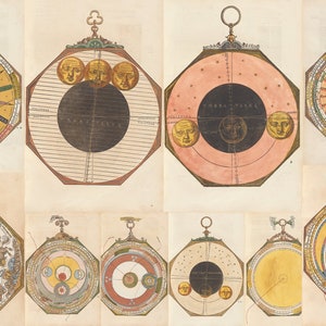 Raro Astronomicum Cæsareum de Petrus Apianus 1540, pósteres imprimibles de alta calidad, impresión artística de mapa astronómico, carta zodiacal vintage, descarga digital