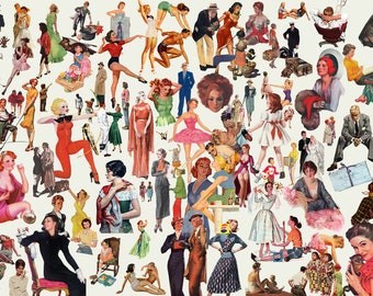 470+ People Cliparts, Vintage PNG, Collage, Scrapbooking elements, 1950s Pinup, Lovers, Vintage Midcentury Ladies, Surreal, collage art