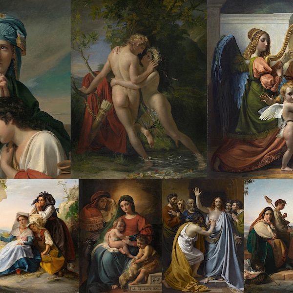 16 François-Joseph Navez HQ Rare Printable Paintings Salmacis and Hermaphroditus Religion Mythological Nude Wall Art Digital Download