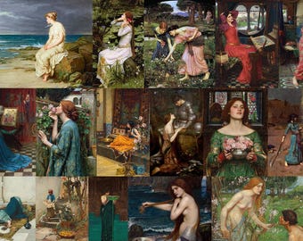 49 John William Waterhouse HQ Printable Paintings Vintage Antique Museum Ephemera Wall Arts Journals and Scrapbooks Digital Download