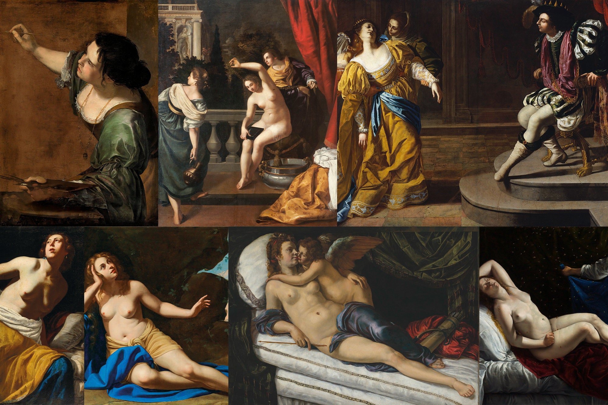 Artemisia Gentileschi HQ - Desnudos imprimibles de pared, mitología griega, María Magdalena, Venus y Cupido, pósteres góticos, descarga digital