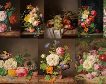 Josef Lauer Still Life Painting Set: Vintage Floral & Botanical Art (Digital Download)