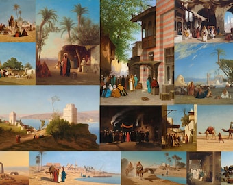 30 Charles Théodore Frère HQ Arabische Afrikanische Gemälde Jerusalem Ägypten Cario Pyramides Landschaft Damaskus Camals Digitaler Download