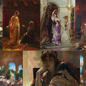 Édouard Frédéric Wilhelm Richter HQ Printable Oil Paintings Harem Orientalin Turkish Women Odalisque Constantinople Digital Download