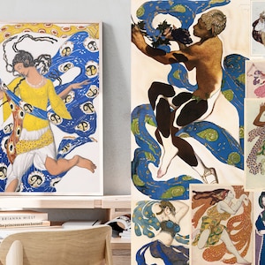 Léon Bakst 1866–1924 Vintage Rare Paintings Art nouveau Queer Blue Natural Colors National de Monaco Russian Painter Digital Download
