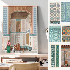 90+ La Decoration Arabe HQ ヴィンテージイラスト Emile Prisse d'Avennes 1885 パターン アラビア風アラベスク花飾り デジタルダウンロード