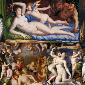 Agnolo Bronzino HQ Printable Paintings The Deposition of Christ Madonna Venus Cupid Andrea Doria As Neptune Portraits Digital Download