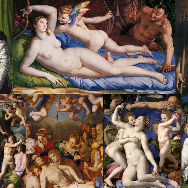 Agnolo Bronzino HQ Printable Paintings The Deposition of Christ Madonna Venus Cupid Andrea Doria As Neptune Portraits Digital Download