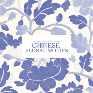 Motivos florales chinos, patrón sin costuras, papel digital, toile de jouy floral, álbum de recortes chinoiserie, diario basura francés, uso comercial