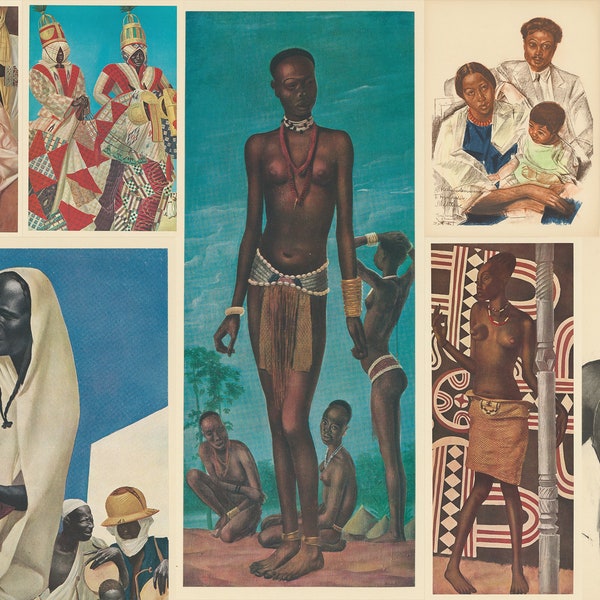 40+ Dessins et peintures d'Afrique HQ Printable African Illustrations POC Afro Afrocentric Ephemera Classic Junk Journal Digital Download