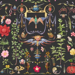 380+ Antike viktorianische Ornament Clipart Set Niedliche Blumen PNGs Collage Kunst Mittelalterliche Kunst Bänder Banner Vögel Blumen Digital Downlaod