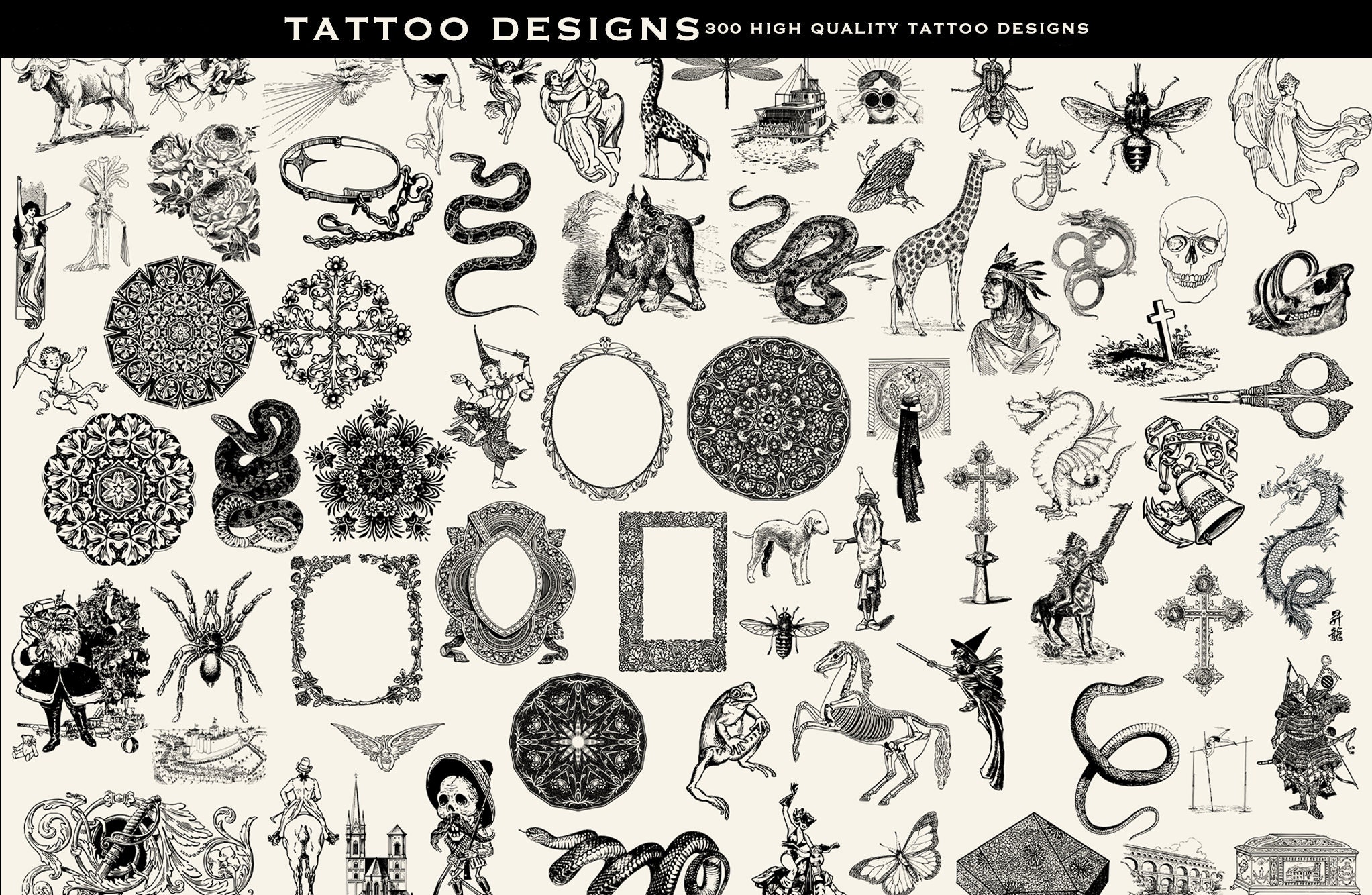 300 Old School Tattoo Designs. Ink Sketch DIY Clipart Traditional Mystical  Bundle Set Collection Hand Drawn Minimalist - Etsy Australia