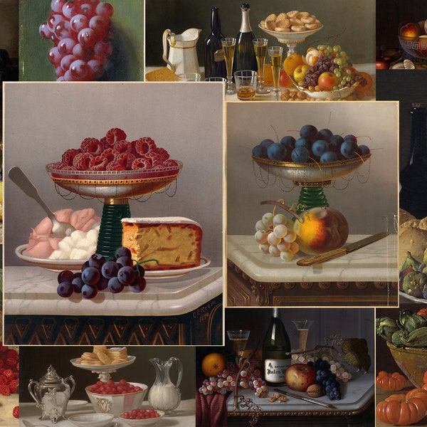 50 Still Life Paintings Vintage Antique Food Reaslistic oil Artwork Classic Home Decor Digital Download Impressionism Fruit still life